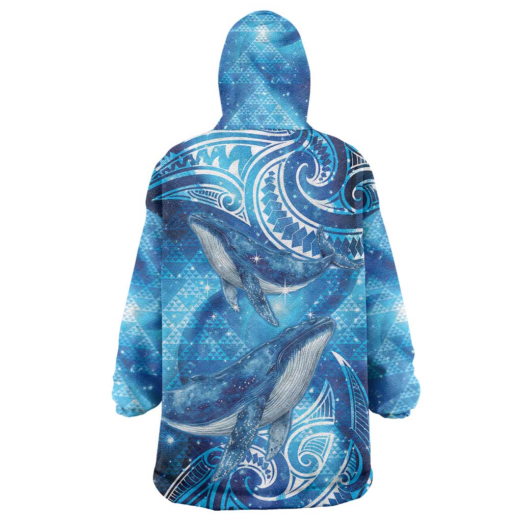 New Zealand Humpback Whale Matariki Wearable Blanket Hoodie Maori New Year Taniko Niho Taniwha LT14 - Polynesian Pride