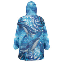 New Zealand Humpback Whale Matariki Wearable Blanket Hoodie Maori New Year Taniko Niho Taniwha LT14 - Polynesian Pride
