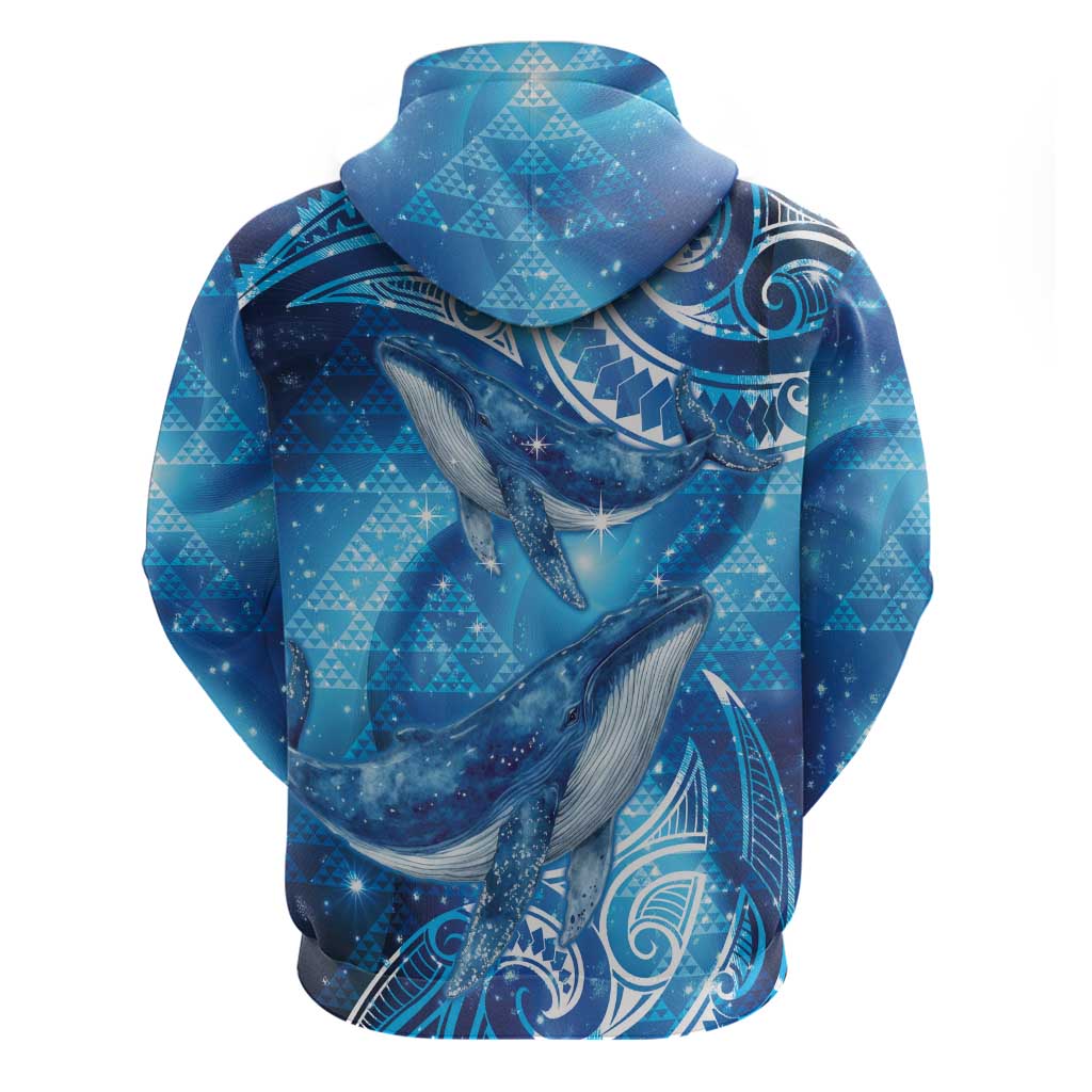 New Zealand Humpback Whale Matariki Zip Hoodie Maori New Year Taniko Niho Taniwha LT14 - Polynesian Pride