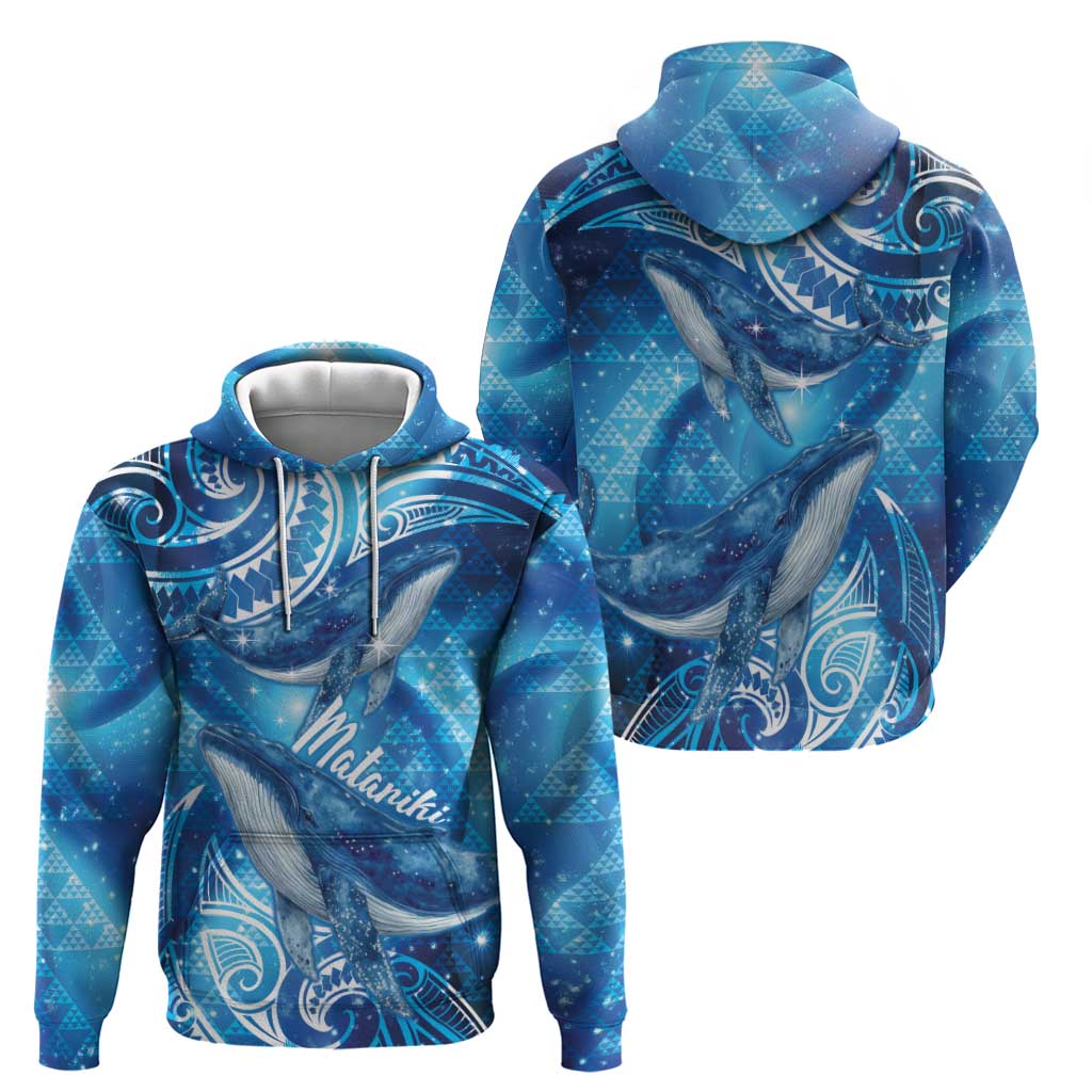 New Zealand Humpback Whale Matariki Zip Hoodie Maori New Year Taniko Niho Taniwha LT14 - Polynesian Pride