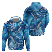 New Zealand Humpback Whale Matariki Zip Hoodie Maori New Year Taniko Niho Taniwha LT14 - Polynesian Pride