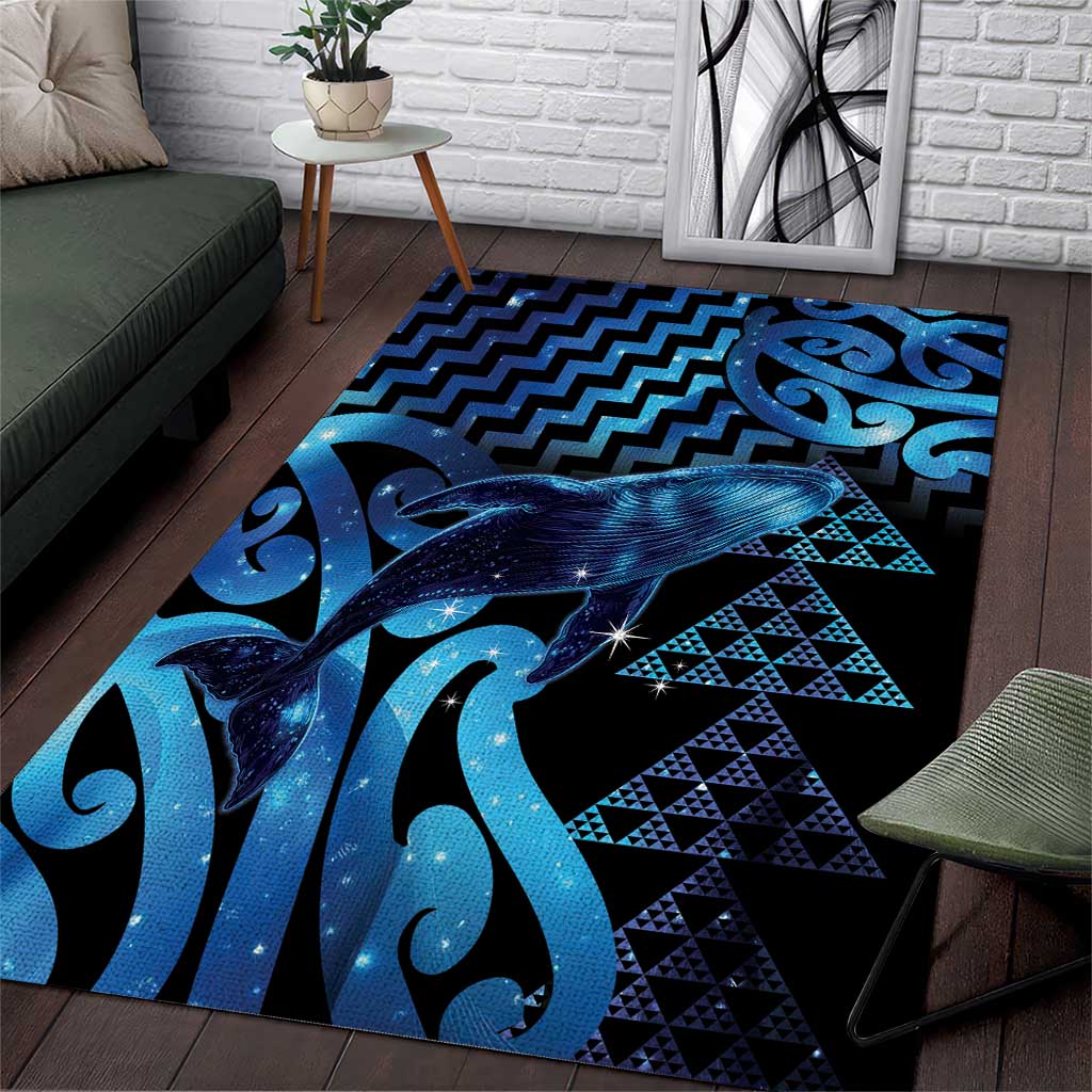 Humpback Whale Matariki New Zealand Area Rug NZ Maori Paikea Poutama Luxury Blue LT14 Blue - Polynesian Pride
