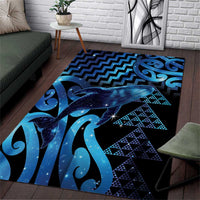 Humpback Whale Matariki New Zealand Area Rug NZ Maori Paikea Poutama Luxury Blue LT14 Blue - Polynesian Pride