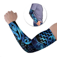 Humpback Whale Matariki New Zealand Arm Sleeves NZ Maori Paikea Poutama Luxury Blue LT14 Set of 2 Blue - Polynesian Pride