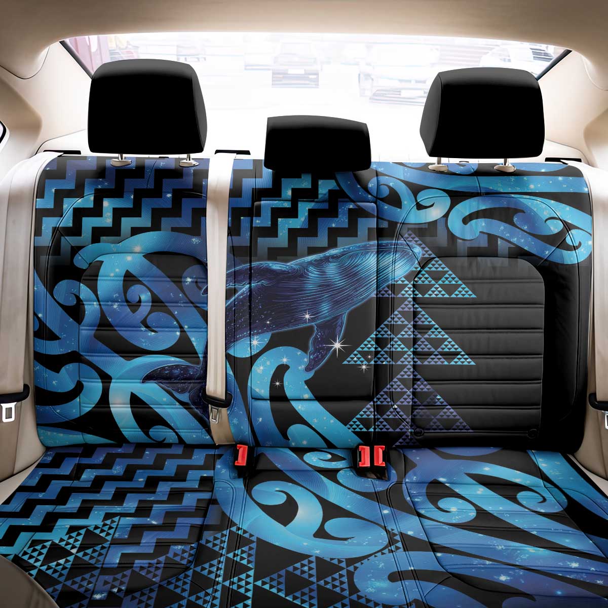 Humpback Whale Matariki New Zealand Back Car Seat Cover NZ Maori Paikea Poutama Luxury Blue LT14 - Polynesian Pride