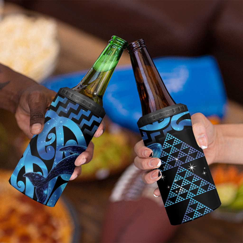 Humpback Whale Matariki New Zealand 4 in 1 Can Cooler Tumbler NZ Maori Paikea Poutama Luxury Blue LT14 - Polynesian Pride