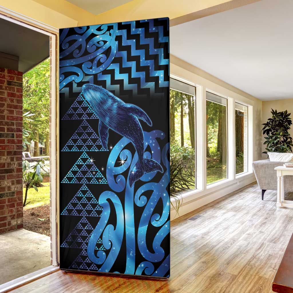 Humpback Whale Matariki New Zealand Door Cover NZ Maori Paikea Poutama Luxury Blue LT14 - Polynesian Pride