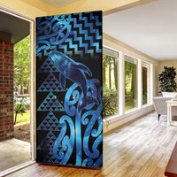 Humpback Whale Matariki New Zealand Door Cover NZ Maori Paikea Poutama Luxury Blue LT14 - Polynesian Pride