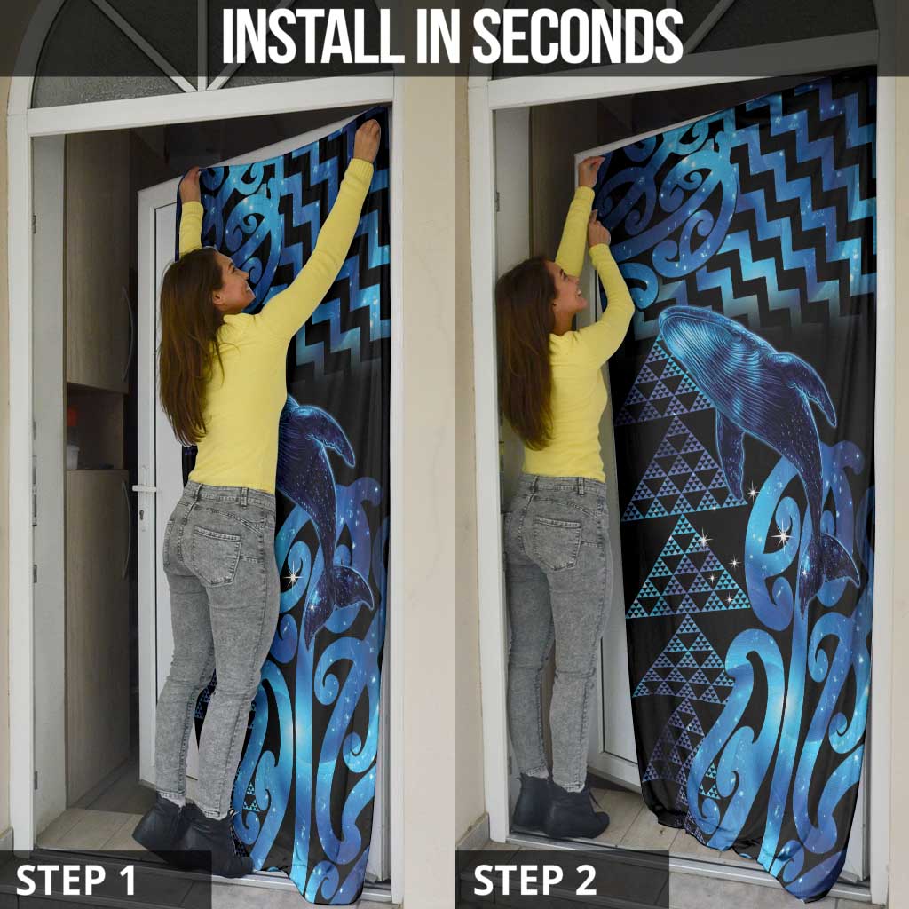 Humpback Whale Matariki New Zealand Door Cover NZ Maori Paikea Poutama Luxury Blue LT14 - Polynesian Pride