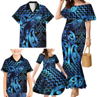 Humpback Whale Matariki New Zealand Family Matching Mermaid Dress and Hawaiian Shirt NZ Maori Paikea Poutama Luxury Blue LT14 - Polynesian Pride