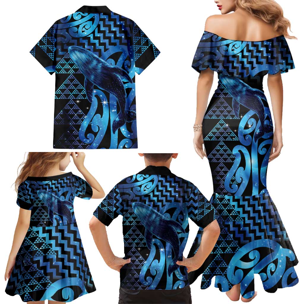 Humpback Whale Matariki New Zealand Family Matching Mermaid Dress and Hawaiian Shirt NZ Maori Paikea Poutama Luxury Blue LT14 - Polynesian Pride