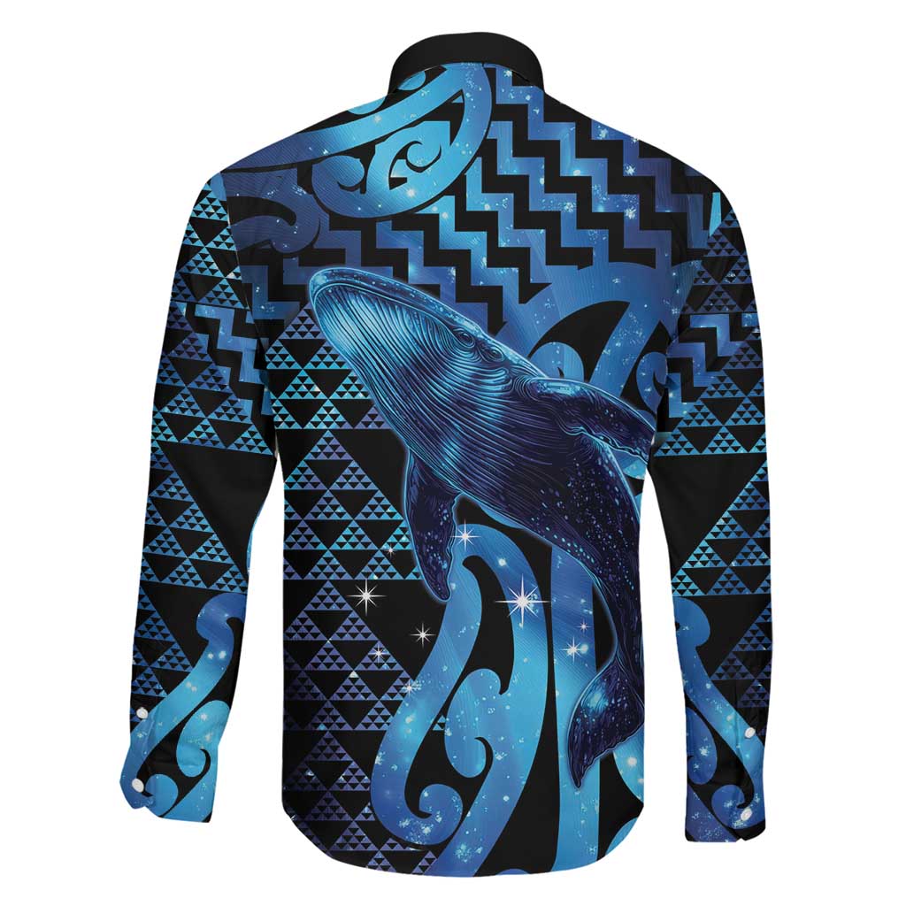 Humpback Whale Matariki New Zealand Family Matching Off The Shoulder Long Sleeve Dress and Hawaiian Shirt NZ Maori Paikea Poutama Luxury Blue LT14 - Polynesian Pride