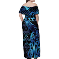 Humpback Whale Matariki New Zealand Family Matching Off Shoulder Maxi Dress and Hawaiian Shirt NZ Maori Paikea Poutama Luxury Blue LT14 - Polynesian Pride