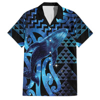 Humpback Whale Matariki New Zealand Family Matching Puletasi and Hawaiian Shirt NZ Maori Paikea Poutama Luxury Blue LT14 Dad's Shirt - Short Sleeve Blue - Polynesian Pride
