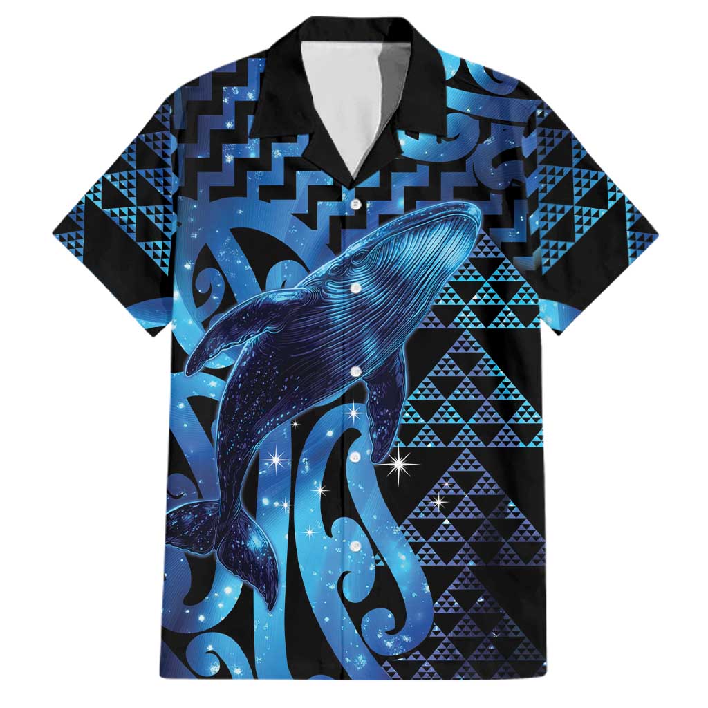 Humpback Whale Matariki New Zealand Family Matching Short Sleeve Bodycon Dress and Hawaiian Shirt NZ Maori Paikea Poutama Luxury Blue LT14 Dad's Shirt - Short Sleeve Blue - Polynesian Pride