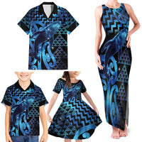 Humpback Whale Matariki New Zealand Family Matching Tank Maxi Dress and Hawaiian Shirt NZ Maori Paikea Poutama Luxury Blue LT14 - Polynesian Pride