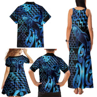 Humpback Whale Matariki New Zealand Family Matching Tank Maxi Dress and Hawaiian Shirt NZ Maori Paikea Poutama Luxury Blue LT14 - Polynesian Pride