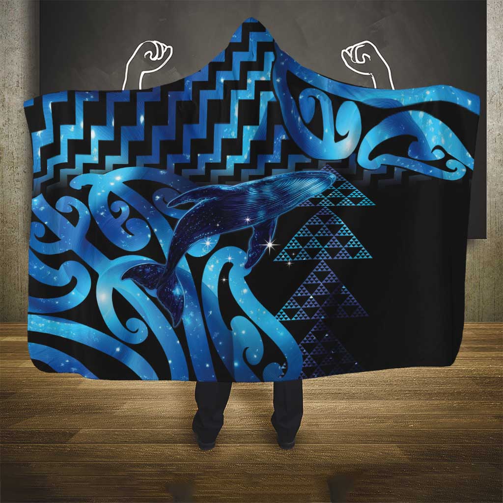 Humpback Whale Matariki New Zealand Hooded Blanket NZ Maori Paikea Poutama Luxury Blue LT14 - Polynesian Pride