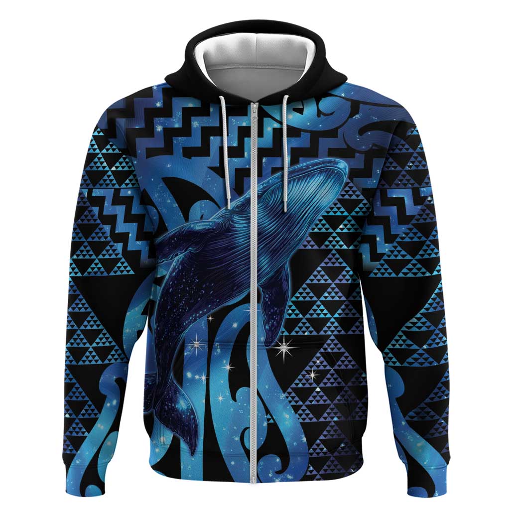 Humpback Whale Matariki New Zealand Hoodie NZ Maori Paikea Poutama Luxury Blue LT14 Zip Hoodie Blue - Polynesian Pride