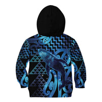 Humpback Whale Matariki New Zealand Kid Hoodie NZ Maori Paikea Poutama Luxury Blue LT14 - Polynesian Pride