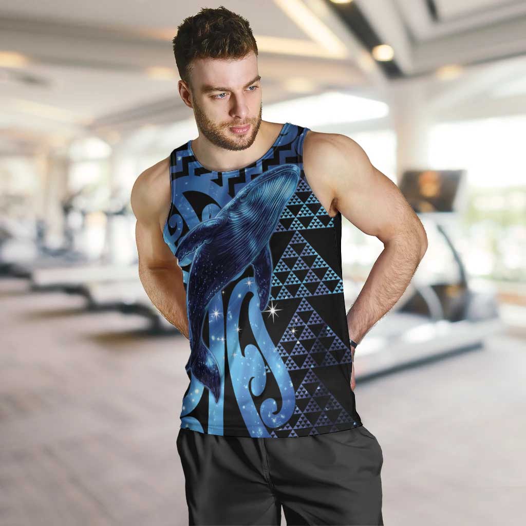 Humpback Whale Matariki New Zealand Men Tank Top NZ Maori Paikea Poutama Luxury Blue LT14 Blue - Polynesian Pride