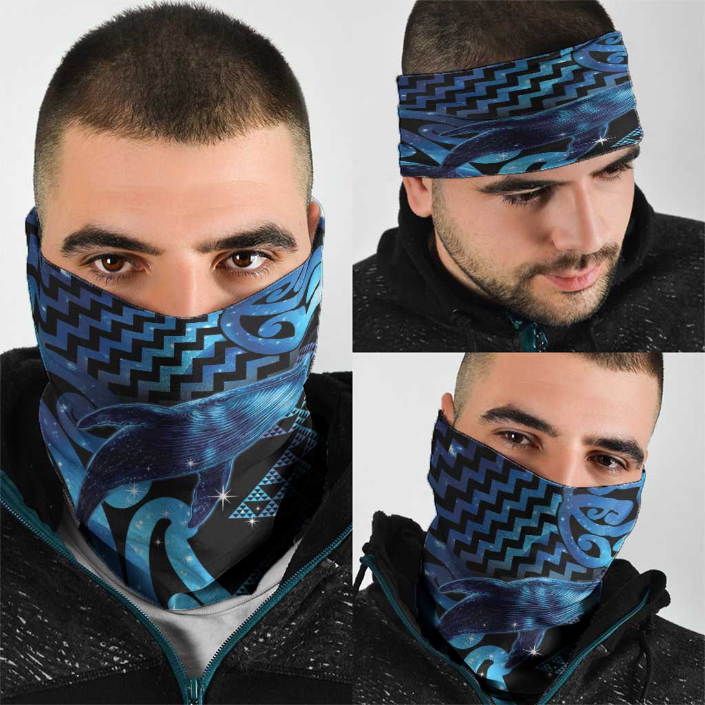 Humpback Whale Matariki New Zealand Neck Gaiter NZ Maori Paikea Poutama Luxury Blue LT14 - Polynesian Pride