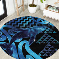 Humpback Whale Matariki New Zealand Round Carpet NZ Maori Paikea Poutama Luxury Blue