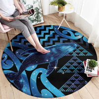 Humpback Whale Matariki New Zealand Round Carpet NZ Maori Paikea Poutama Luxury Blue