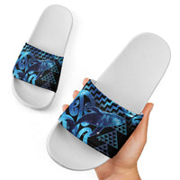 Humpback Whale Matariki New Zealand Slide Sandals NZ Maori Paikea Poutama Luxury Blue LT14 - Polynesian Pride