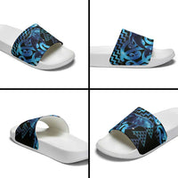 Humpback Whale Matariki New Zealand Slide Sandals NZ Maori Paikea Poutama Luxury Blue LT14 - Polynesian Pride