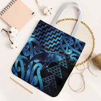 Humpback Whale Matariki New Zealand Tote Bag NZ Maori Paikea Poutama Luxury Blue LT14 White Strap One Size Blue - Polynesian Pride