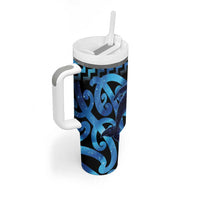 Humpback Whale Matariki New Zealand Tumbler With Handle NZ Maori Paikea Poutama Luxury Blue LT14 - Polynesian Pride