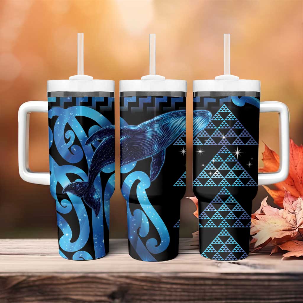 Humpback Whale Matariki New Zealand Tumbler With Handle NZ Maori Paikea Poutama Luxury Blue LT14 - Polynesian Pride