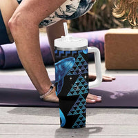 Humpback Whale Matariki New Zealand Tumbler With Handle NZ Maori Paikea Poutama Luxury Blue LT14 - Polynesian Pride