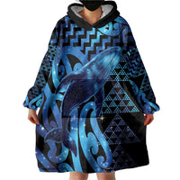 Humpback Whale Matariki New Zealand Wearable Blanket Hoodie NZ Maori Paikea Poutama Luxury Blue LT14 - Polynesian Pride