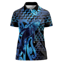 Humpback Whale Matariki New Zealand Women Polo Shirt NZ Maori Paikea Poutama Luxury Blue LT14 Female Blue - Polynesian Pride