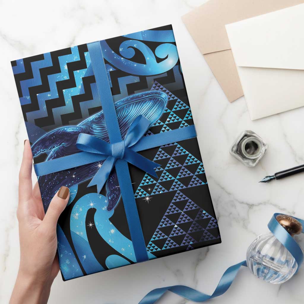 Humpback Whale Matariki New Zealand Wrapping Paper NZ Maori Paikea Poutama Luxury Blue LT14 - Polynesian Pride
