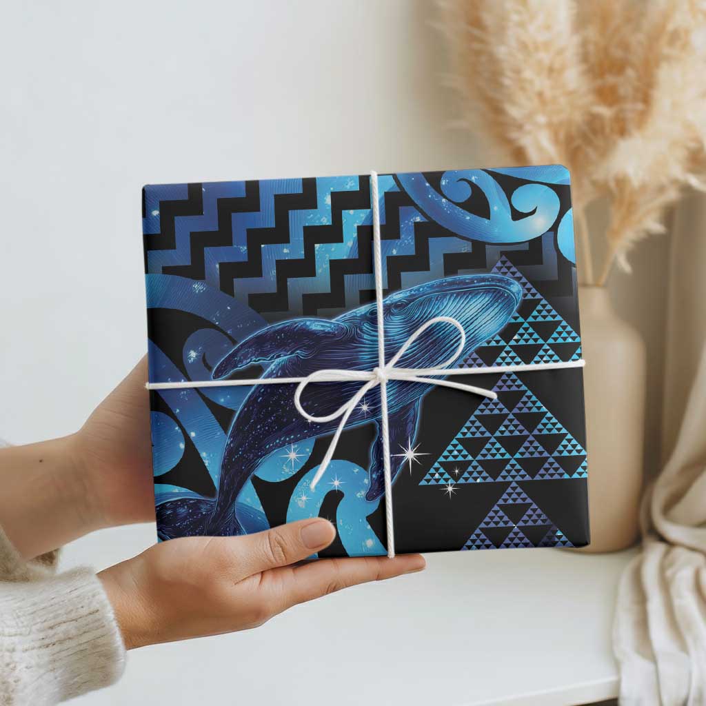 Humpback Whale Matariki New Zealand Wrapping Paper NZ Maori Paikea Poutama Luxury Blue LT14 - Polynesian Pride