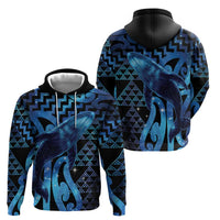 Humpback Whale Matariki New Zealand Zip Hoodie NZ Maori Paikea Poutama Luxury Blue LT14 - Polynesian Pride