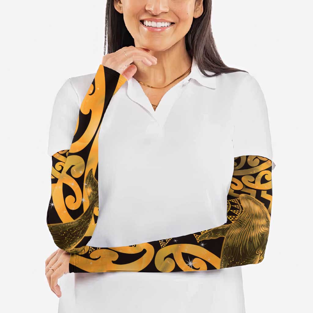 Humpback Whale Matariki New Zealand Arm Sleeves NZ Maori Paikea Poutama Luxury Gold LT14 - Polynesian Pride