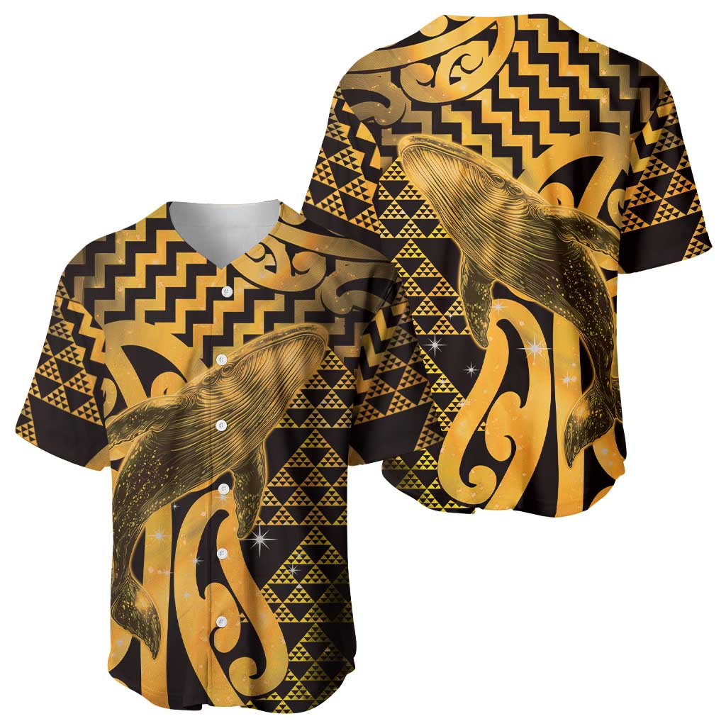 Humpback Whale Matariki New Zealand Baseball Jersey NZ Maori Paikea Poutama Luxury Gold LT14 - Polynesian Pride