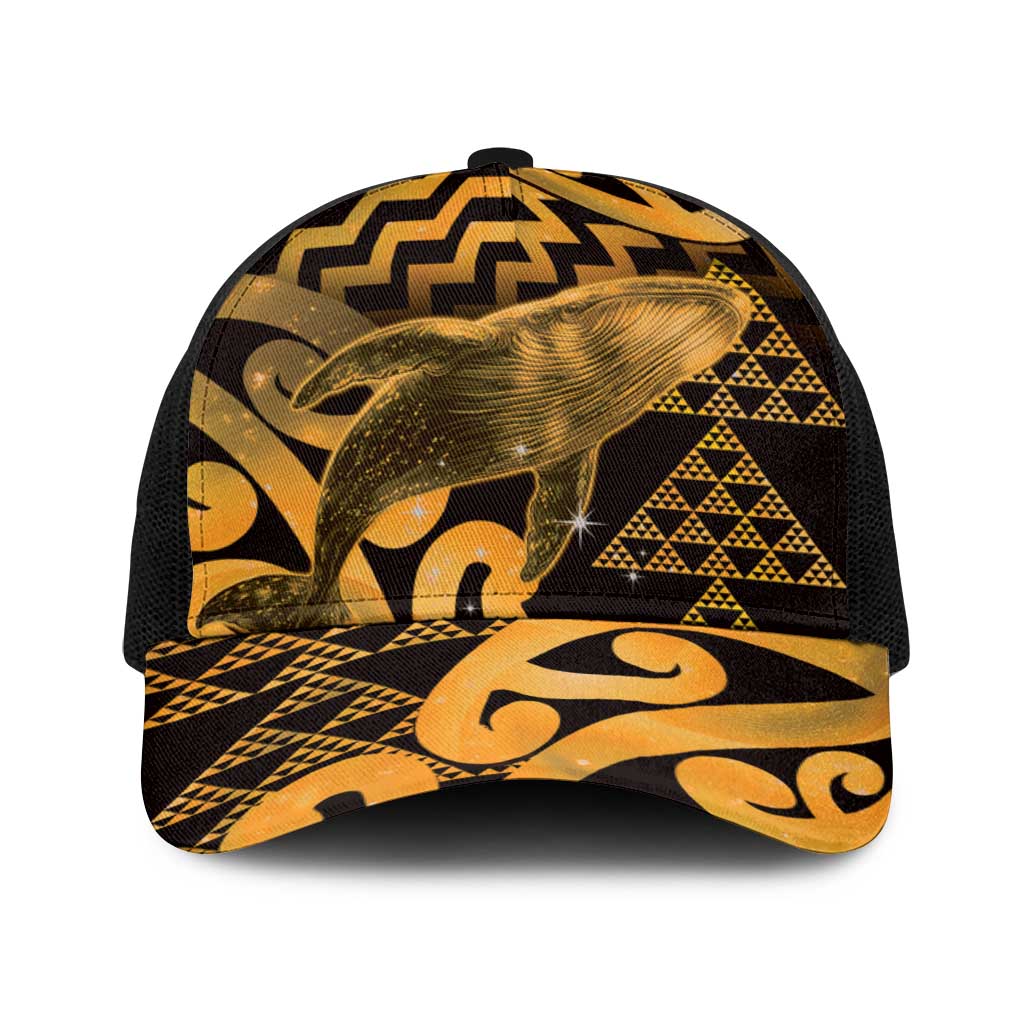 Humpback Whale Matariki New Zealand Baseball Net Cap NZ Maori Paikea Poutama Luxury Gold