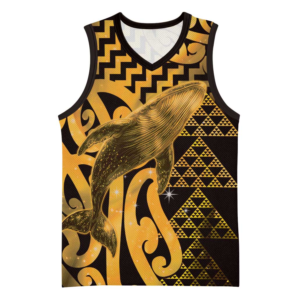 Humpback Whale Matariki New Zealand Basketball Jersey NZ Maori Paikea Poutama Luxury Gold LT14 Unisex Gold - Polynesian Pride