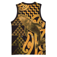 Humpback Whale Matariki New Zealand Basketball Jersey NZ Maori Paikea Poutama Luxury Gold LT14 - Polynesian Pride
