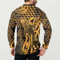 Humpback Whale Matariki New Zealand Button Sweatshirt NZ Maori Paikea Poutama Luxury Gold