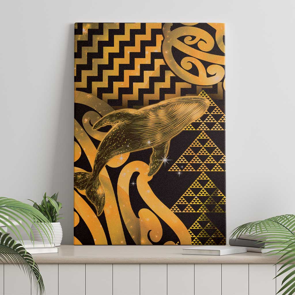 Humpback Whale Matariki New Zealand Canvas Wall Art NZ Maori Paikea Poutama Luxury Gold LT14 - Polynesian Pride