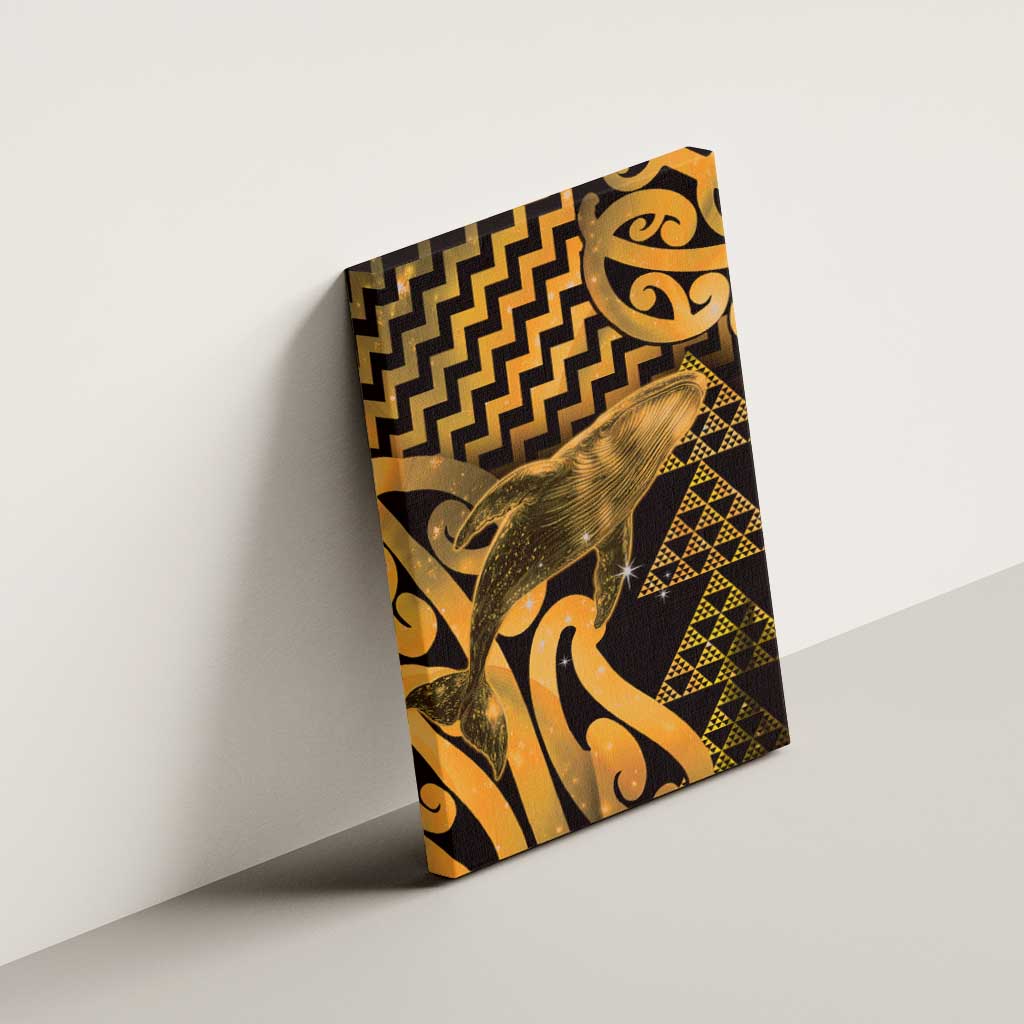 Humpback Whale Matariki New Zealand Canvas Wall Art NZ Maori Paikea Poutama Luxury Gold LT14 - Polynesian Pride