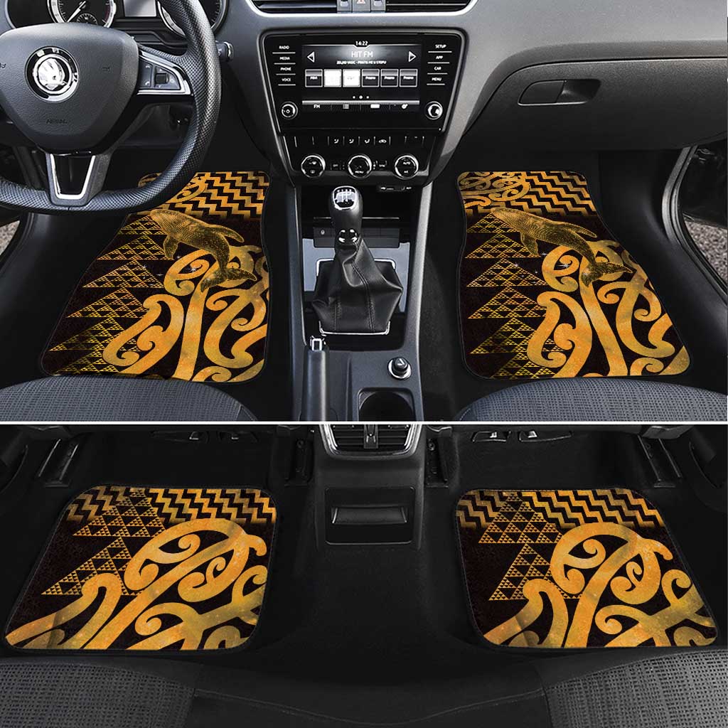 Humpback Whale Matariki New Zealand Car Mats NZ Maori Paikea Poutama Luxury Gold LT14 Set 4pcs Gold - Polynesian Pride