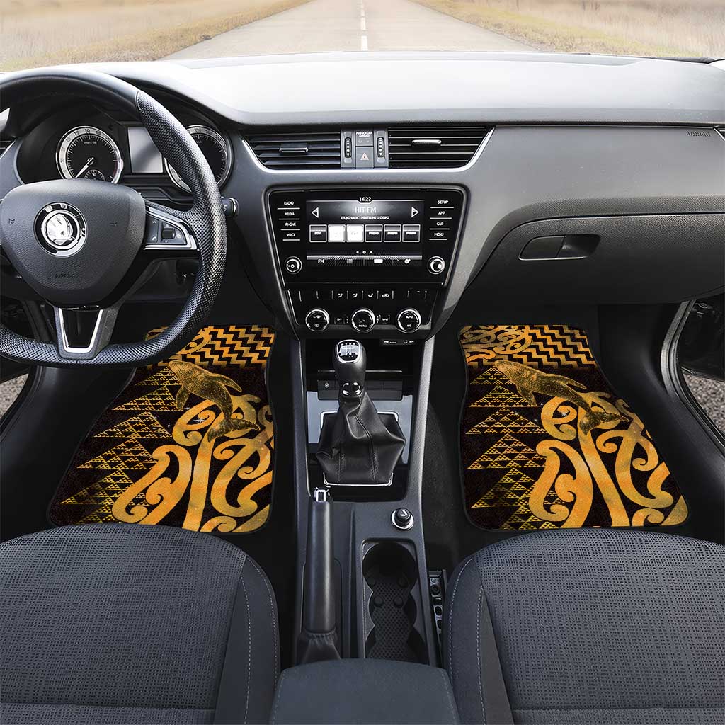 Humpback Whale Matariki New Zealand Car Mats NZ Maori Paikea Poutama Luxury Gold LT14 Set 2pcs - Front Gold - Polynesian Pride
