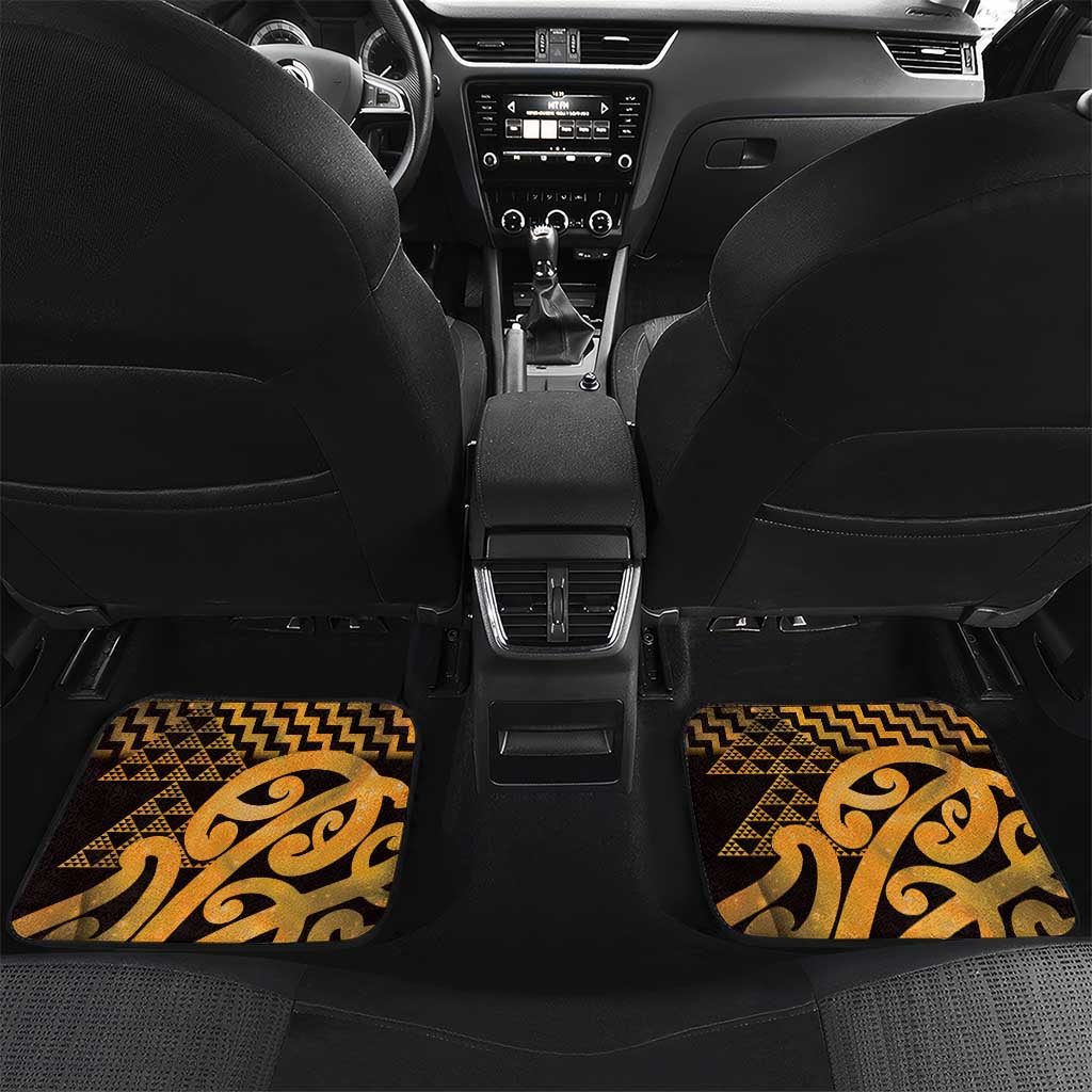 Humpback Whale Matariki New Zealand Car Mats NZ Maori Paikea Poutama Luxury Gold LT14 Set 2pcs - Back Gold - Polynesian Pride